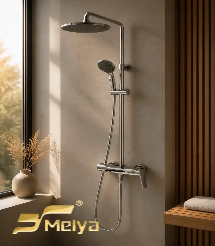 モダンなクロームレインシャワーセット